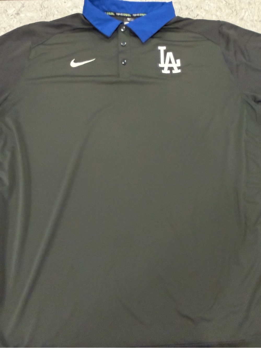 Los Angeles Dodgers Nike Baseball Black Polo with Blue Collar-XXL